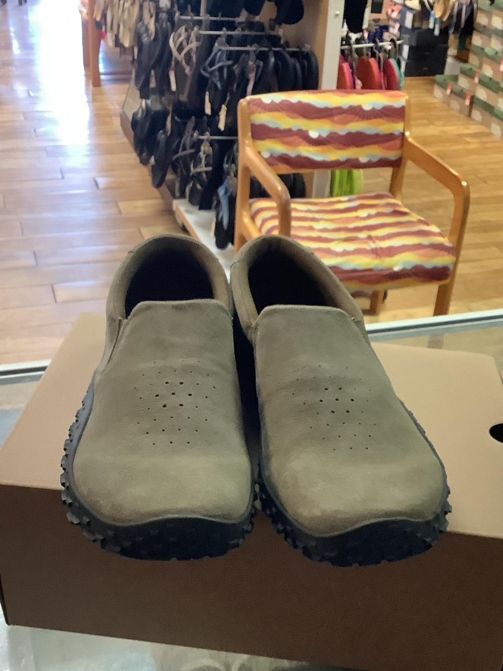 Men's Merrell  Slip-On Suede Casual Loafers in Olive Brown